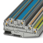 Złączka wielopoziomowa Push-in, 5-przyłączowa, 4 mm2, 30 A, 500 V, szyna NS 35, szara
