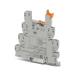 Złączka gniazdowa PLC 6,2 mm do ochrony przed prądami lub napięciami zakłóceniowymi po stronie sterowania z połączeniem śrubowym, bez przekaźników elektromechanicznych lub półprzewodnikowych, z rozdziałem napięcia zasilającego czujnika (BB), 1 zestyk zwierny, napięcie wejściowe 230 V AC