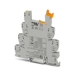 Złączka gniazdowa PLC 6,2 mm dla funkcji wejść z połączeniem śrubowym, bez przekaźników elektromechanicznych lub półprzewodnikowych, do montażu na szynie nośnej NS 35/7,5, z rozdziałem napięcia zasilającego czujnika (BB), 1 zestyk zwierny, napięcie wejściowe 24 V DC