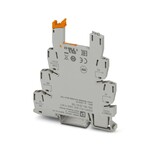 Złączka gniazdowa PLC 6,2 mm do funkcji wyjściowych, z połączeniem śrubowym, bez przekaźnika elektromechanicznego lub półprzewodnikowego, do montażu na szynie nośnej NS 35/7,5, z przyłączem przewodów powrotnych obciążenia (BB), 1 zestyk zwierny, napięcie wejściowe: 24 V AC/DC