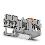 Złączka szynowa z odłącznikiem nożowym, sprężynowa, 400 V / 20 A, 2,5 mm2, zakres 0,08–4 mm2, NS 35/7,5 i 35/15, szara