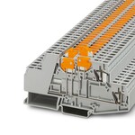 Złączka szynowa z odłącznikiem nożowym, sprężynowa, 400 V / 16 A, 1,5 mm2, zakres 0,2–4 mm2, 1- i 2-poziomowa, NS 35/7,5 i 35/15, szara