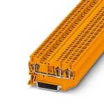 Złączka przelotowa sprężynowa, 3-przyłączowa, 2,5 mm2, 24 A, 800 V, szyna NS 35, pomarańczowa