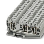 Złączka przelotowa sprężynowa, 3-przyłączowa, 16 mm2, 76 A, 1000 V, szyna NS 35, szara
