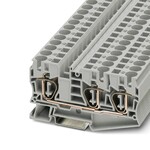Złączka przelotowa sprężynowa, 3-przyłączowa, 10 mm2, 57 A, 1000 V, szyna NS 35, szara