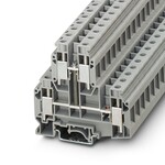 Złączka dwupoziomowa z łącznikiem potencjału, śrubowa, 10 mm2, 57 A, 500 V, szyna NS 35, szara