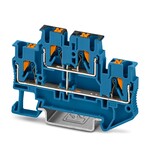 Złączka dwupoziomowa z łącznikiem potencjału, Push-in, 2,5 mm2, 22 A, 500 V, szyna NS 35, niebieska