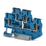 Złączka dwupoziomowa z łącznikiem potencjału, sprężynowa, 4-przyłączowa, 2,5 mm2, 22 A, 500 V, szyna NS 35, niebieska