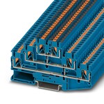 Złączka wielopoziomowa z łącznikiem potencjału, Push-in, 3-poziomowa, 6-przyłączowa, 2,5 mm2, 20 A, 500 V, szyna NS 35, niebieska