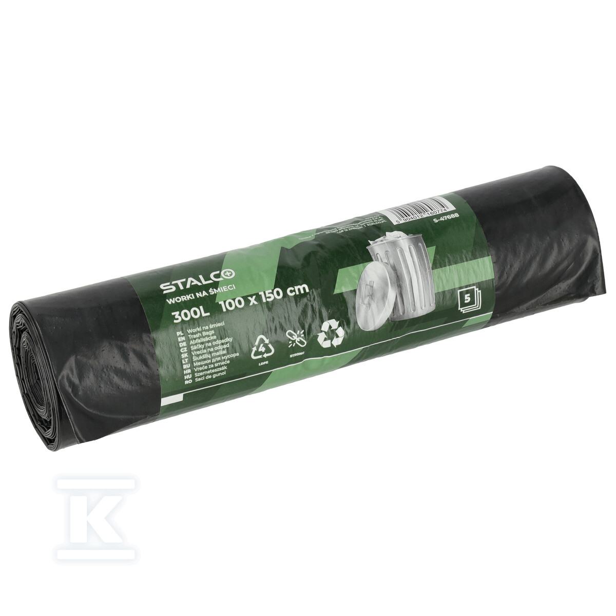 Worki na śmieci 300l LDPE kpl-5 szt. - S-47688