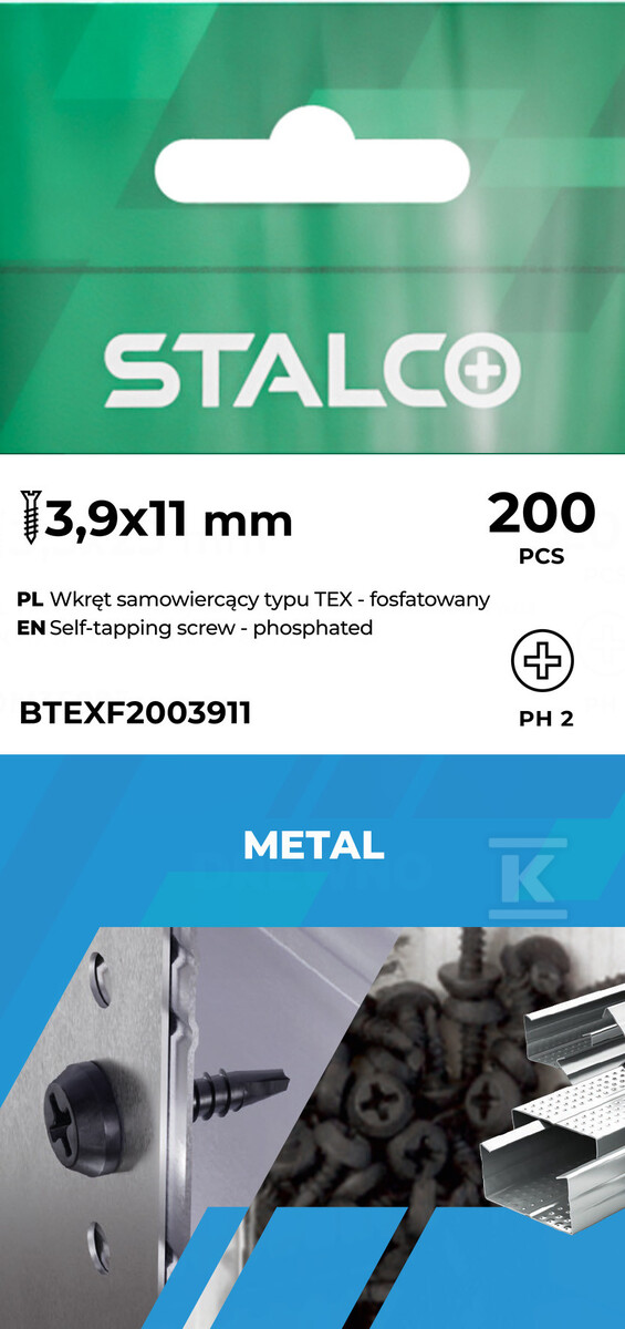 Wkręt samowiercący fosfatowany typu TEX - BTEXF1003595