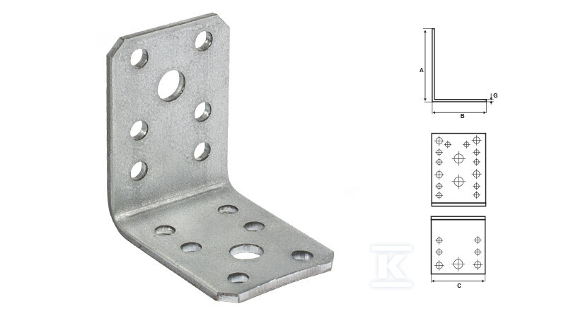 Kątownik łącznikowy 150x150x65x2,5mm - KŁ21 - 150/150/65