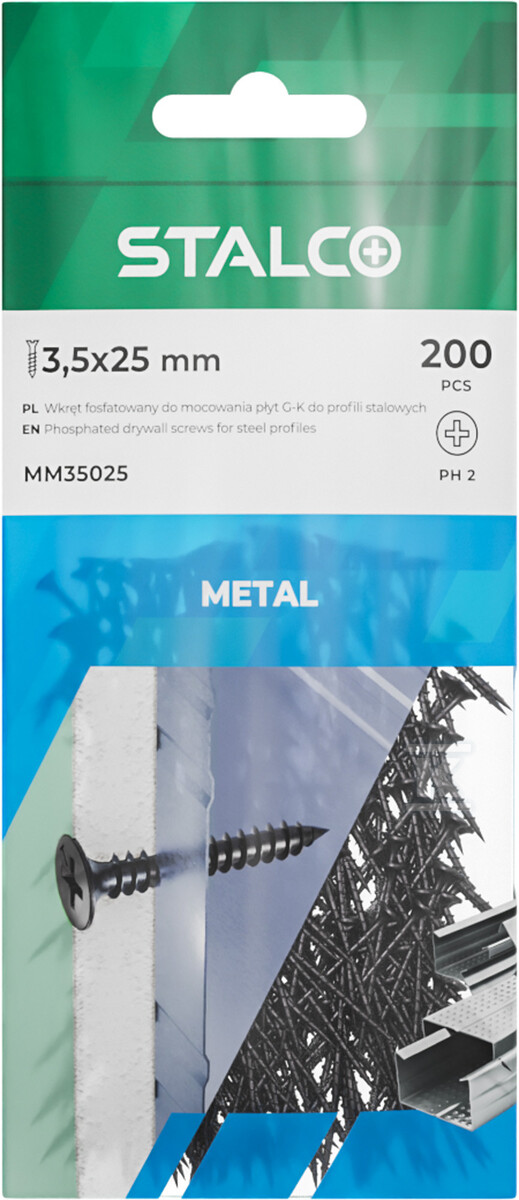 Wkręt fosfatowany do płyt G-K (PH2) - BM35025