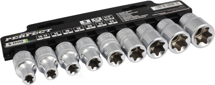 Zestaw nasadek 1/2” 9elem Torx wew. - S-77112