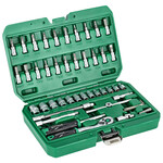 Zestaw kluczy nasadowych 1/4” opakowanie BMC 48 elem. grzechotka 90t STALCO S011100048