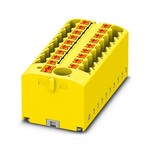 Blok rozdzielczy z zasilaniem Push-in 450 V 24 A, 19 przyłączy, żółty