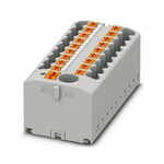Blok rozdzielczy z zasilaniem Push-in 450 V 24 A, 19 przyłączy, szary