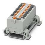 Blok rozdzielczy poziomy z zasilaniem 800 V 32 A, 19 przyłączy Push-in 4 mm2, szary