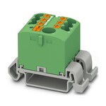 Blok rozdzielczy poziomy z zasilaniem 690 V 24 A, 7 przyłączy Push-in 2,5 mm2, zielony