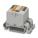 Blok rozdzielczy poziomy z zasilaniem 690 V 24 A, 7 przyłączy Push-in 2,5 mm2, szary