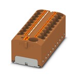Blok rozdzielczy Push-in 450 V 32 A, 19 przyłączy, brązowy