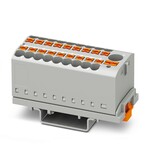 Blok rozdzielczy pionowy z zasilaniem 690 V 24 A, 19 przyłączy Push-in 2,5 mm2, szary