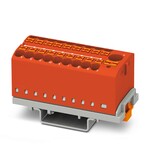 Blok rozdzielczy pionowy z zasilaniem 690 V 24 A, 19 przyłączy Push-in 2,5 mm2, czerwony