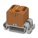 Blok rozdzielczy poziomy z zasilaniem 690 V 24 A, 7 przyłączy Push-in 2,5 mm2, brązowy
