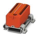 Blok rozdzielczy poziomy z zasilaniem 690 V 24 A, 19 przyłączy Push-in 2,5 mm2, czerwony