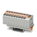 Blok rozdzielczy pionowy z zasilaniem 800 V 32 A, 19 przyłączy Push-in 4 mm2, szary