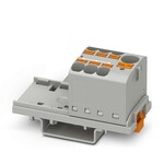 Blok rozdzielczy pionowy z zasilaniem 800 V 32 A, 7 przyłączy Push-in 4 mm2, szary