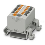 Blok rozdzielczy poziomy z zasilaniem 690 V 24 A, 13 przyłączy Push-in 2,5 mm2, szary
