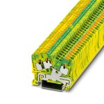 Zacisk przewodu ochronnego, ilość przyłączy: 3, rodzaj przyłącza: zaciski Push-in, 1. poziomowe, przekrój: 0,14 mm2 - 4 mm2, rodzaj montażu: NS 35/7,5, NS 35/15, kolor: zielono-żółty