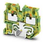 Miniaturowe złącze przewodu ochronnego, ilość przyłączy: 2, rodzaj przyłącza: zaciski Push-in, 1. poziomowe, przekrój: 0,14 mm2 - 1,5 mm2, rodzaj montażu: NS 15, kolor: zielono-żółty