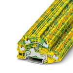 Złącze dwupoziomowe przewodu ochronnego, rodzaj przyłącza: zaciski Push-in, 1. i 2-poziomowe, przekrój: 0,14 mm2 - 1,5 mm2, rodzaj montażu: NS 35/7,5, NS 35/15, kolor: zielono-żółty