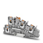 Zacisk instalacyjny wielopoziomowy, napięcie znamionowe: 400 V, prąd znamionowy: 24 A, zaciski Push-in, Przekrój znamionowy: 2,5 mm2, przekrój: 0,14 mm2 - 4 mm2, zaciski Push-in, Przekrój znamionowy: 1,5 mm2, przekrój: 0,14 mm2 - 4 mm2, rodzaj montażu: NS 35/7,5, NS 35/15, kolor: szary