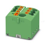 Blok rozdzielczy z zasilaniem Push-in 450 V 24 A, 7 przyłączy, zielony