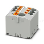 Blok rozdzielczy z zasilaniem Push-in 450 V 24 A, 7 przyłączy, klejony, szary