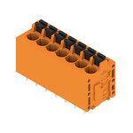 Zacisk płytki drukowanej, 320 V, 24 A, Raster w mm: 5.00, 2.5 mm2, Liczba biegunów: 7, PUSH IN z aktuatorem, Połączenie lutowane THR, 180°, skrzynia, LMF 5.00/07/180 3.5SN OR BX