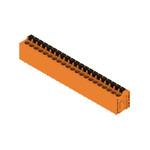 Zacisk płytki drukowanej, 320 V, 24 A, Raster w mm: 5.08, 2.5 mm2, Liczba biegunów: 21, PUSH IN z aktuatorem, Połączenie lutowane THR, 180°, skrzynia, LMF 5.08/21/180 3.5SN OR BX