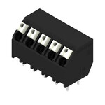 Zacisk płytki drukowanej, 320 V, 17.5 A, Raster w mm: 5.00, 1.5 mm2, Liczba biegunów: 5, PUSH IN z aktuatorem, Połączenie lutowane THT/THR, 135°, Tape, LSF-SMT 5.00/05/135 3.5SN BK RL
