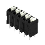 Zacisk płytki drukowanej, 320 V, 17.5 A, Raster w mm: 5.00, 1.5 mm2, Liczba biegunów: 5, PUSH IN z aktuatorem, Połączenie lutowane THT/THR, 180°, Tape, LSF-SMT 5.00/05/180 3.5SN BK RL