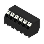 Zacisk płytki drukowanej, 320 V, 17.5 A, Raster w mm: 5.00, 1.5 mm2, Liczba biegunów: 6, PUSH IN z aktuatorem, Połączenie lutowane THT/THR, 135°, Tape, LSF-SMT 5.00/06/135 1.5SN BK RL