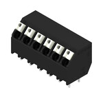 Zacisk płytki drukowanej, 320 V, 17.5 A, Raster w mm: 5.00, 1.5 mm2, Liczba biegunów: 6, PUSH IN z aktuatorem, Połączenie lutowane THT/THR, 135°, Tape, LSF-SMT 5.00/06/135 3.5SN BK RL