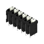 Zacisk płytki drukowanej, 320 V, 17.5 A, Raster w mm: 5.00, 1.5 mm2, Liczba biegunów: 6, PUSH IN z aktuatorem, Połączenie lutowane THT/THR, 180°, Tape, LSF-SMT 5.00/06/180 3.5SN BK RL