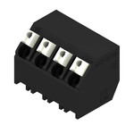 Zacisk płytki drukowanej, 320 V, 17.5 A, Raster w mm: 5.00, 1.5 mm2, Liczba biegunów: 4, PUSH IN z aktuatorem, Połączenie lutowane THT/THR, 135°, Tape, LSF-SMT 5.00/04/135 1.5SN BK RL
