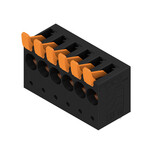 Zacisk płytki drukowanej, 690 V, 92 A, Raster w mm: 10.00, 16 mm2, Liczba biegunów: 6, PUSH IN z aktuatorem, Połączenie lutowane THR, 90°, skrzynia, LUF 10.00/06/90V 5.0SN BK BX