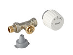 RTL set: straight valve FJVR 15 and white Danfoss head 003L1080