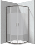 Kabina prysznicowa z brodzikiem Funkia półokrągła 80x80 cm - wzór pas, titanium