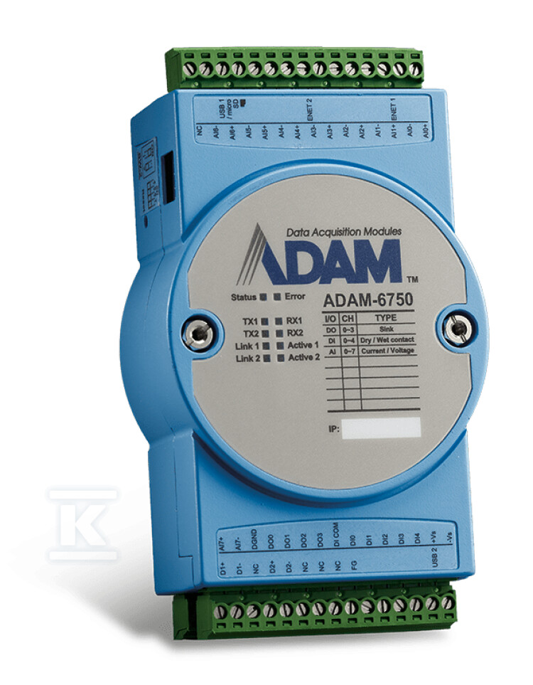 Контролер 12DI/12DO 2xLAN/485 Node-Red - ADAM-6750-A